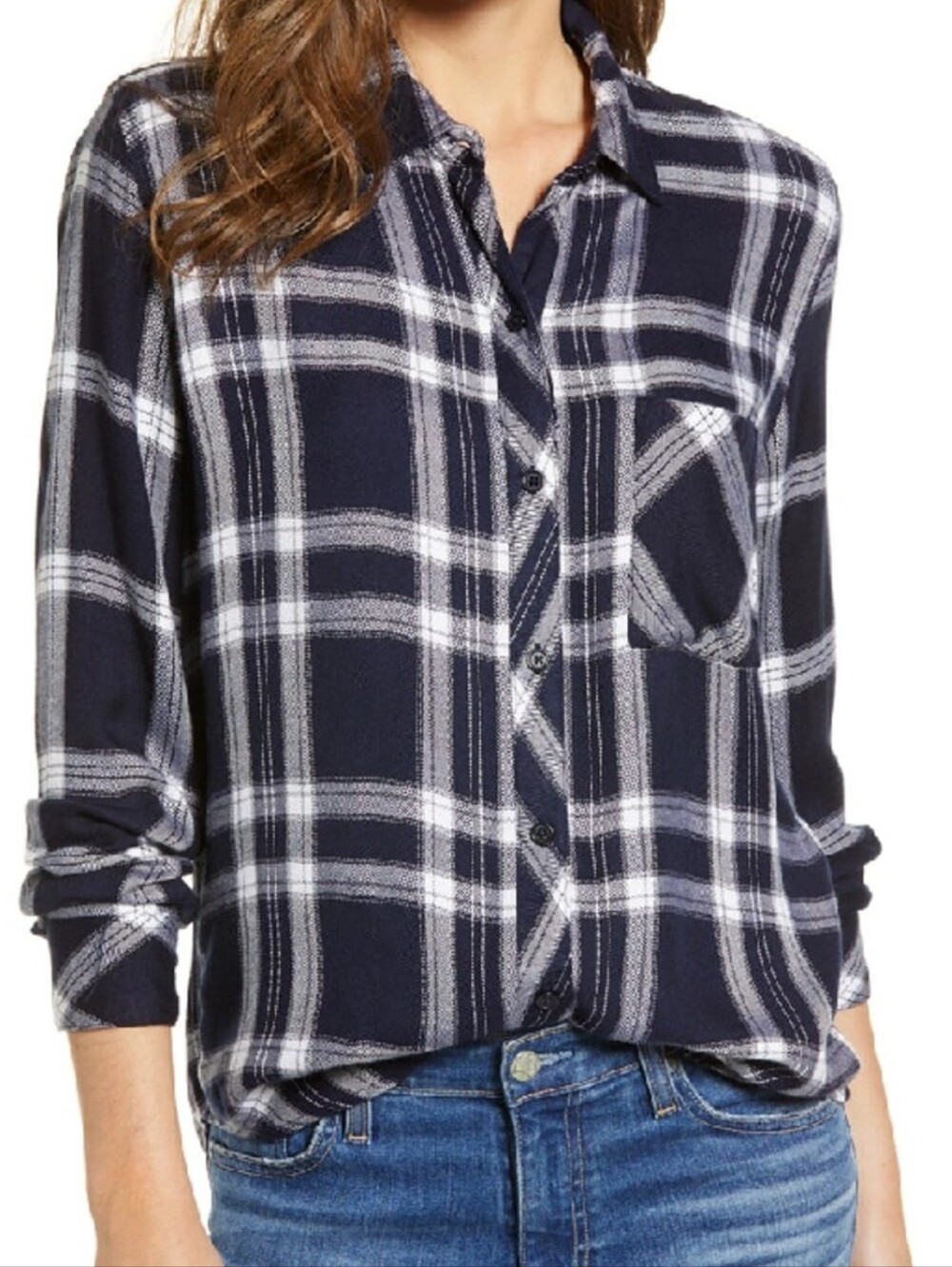 A.L.C. Plaid Button Up Super Soft Relaxed Fit Long Sleeve Flannel